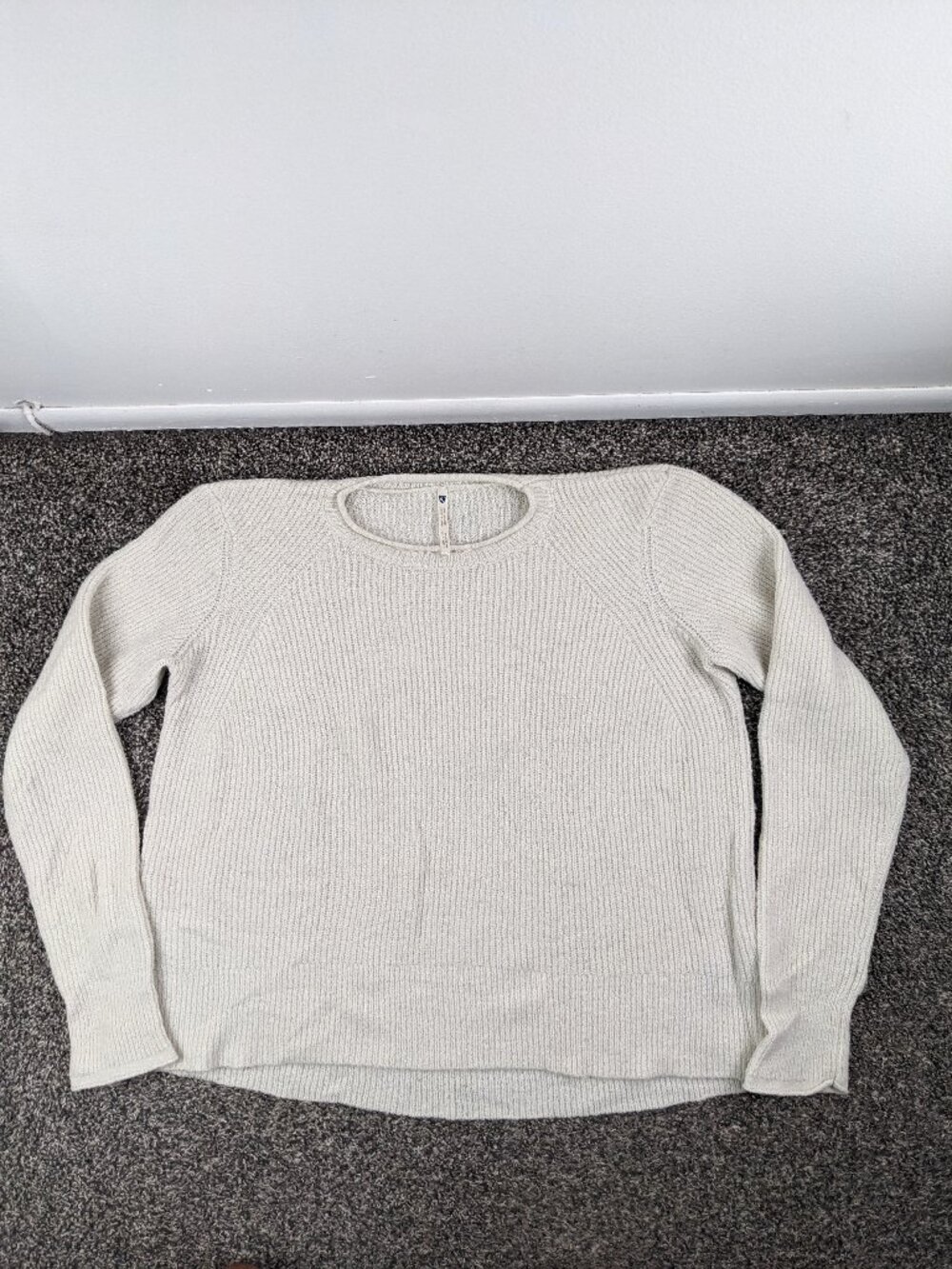 Kuhl Faye Sweater Wool Ribbed Stretch Crewneck Dove Ivory Off White Womens Large